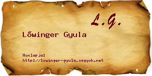 Lőwinger Gyula névjegykártya